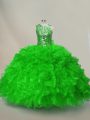 Low Price Ruffles and Sequins Quinceanera Gown Lace Up Sleeveless Floor Length
