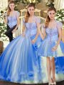 Admirable Sleeveless Beading and Ruffles Lace Up Vestidos de Quinceanera