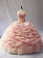Organza Sleeveless Floor Length 15th Birthday Dress and Beading and Pick Ups
