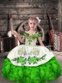 Green Sleeveless Organza Lace Up Pageant Dress for Wedding Party