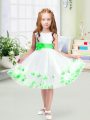 Gorgeous White Sleeveless Appliques and Belt Knee Length Toddler Flower Girl Dress