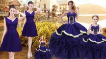 Glamorous Purple Ball Gowns Ruffles 15 Quinceanera Dress Lace Up Organza Sleeveless Floor Length