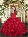 Sleeveless Lace Up Floor Length Ruffles Child Pageant Dress