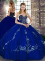 Beauteous Sweetheart Sleeveless Lace Up Quince Ball Gowns Royal Blue Tulle