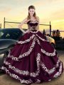 Suitable Lace Up 15 Quinceanera Dress Purple for Sweet 16 and Quinceanera with Embroidery and Ruffled Layers