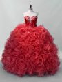 Sweetheart Sleeveless Lace Up Sweet 16 Quinceanera Dress Red Organza