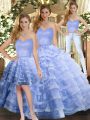 Lavender Sweetheart Neckline Ruffled Layers Quinceanera Gowns Sleeveless Lace Up