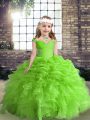 Sleeveless Organza Floor Length Lace Up Custom Made Pageant Dress in with Beading and Ruffles and Pick Ups