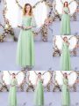 New Arrival Floor Length Empire Half Sleeves Apple Green Dama Dress Side Zipper