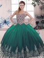 Gorgeous Green Ball Gowns Tulle Sweetheart Sleeveless Beading and Embroidery Lace Up Quinceanera Dress