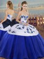 Embroidery and Bowknot Sweet 16 Dresses Royal Blue Lace Up Sleeveless Floor Length