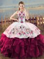 Floor Length Ball Gowns Sleeveless Fuchsia Quinceanera Dress Lace Up