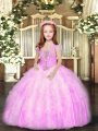 Sleeveless Beading and Ruffles Lace Up Pageant Gowns For Girls