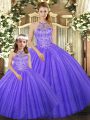 Lavender Lace Up Quinceanera Dress Beading Sleeveless Floor Length