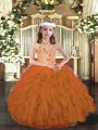 Orange Sleeveless Tulle Lace Up Pageant Gowns For Girls for Party and Wedding Party
