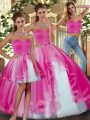 Noble Fuchsia Sweetheart Lace Up Beading 15 Quinceanera Dress Sleeveless