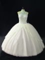 New Style Floor Length Ball Gowns Sleeveless White Quinceanera Dress Lace Up