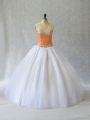 Tulle Sweetheart Sleeveless Lace Up Beading Quinceanera Gowns in White