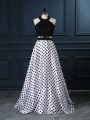 Zipper Celebrity Style Dress White And Black for Prom and Party and Military Ball with Lace