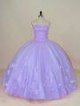 Sweetheart Sleeveless Backless 15 Quinceanera Dress Lavender Tulle