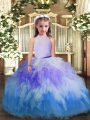 New Arrival High-neck Sleeveless Backless Kids Formal Wear Multi-color Tulle