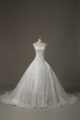 Sweetheart Sleeveless Court Train Lace Up Wedding Gowns White Tulle