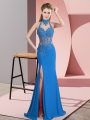 Fitting Chiffon Sleeveless Floor Length Prom Gown and Beading