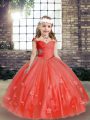 Best Sleeveless Beading and Hand Made Flower Lace Up Girls Pageant Dresses