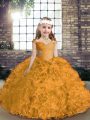 Sleeveless Asymmetrical Beading Lace Up Pageant Dress with Gold