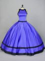 Wonderful Purple Satin Zipper Scoop Sleeveless Floor Length Quinceanera Gown Ruching