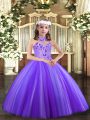 On Sale Lavender Halter Top Lace Up Appliques Little Girls Pageant Dress Wholesale Sleeveless