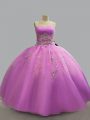 Lilac Ball Gowns Beading 15 Quinceanera Dress Lace Up Organza Sleeveless Floor Length