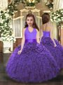 Dazzling Sleeveless Ruffles Lace Up Child Pageant Dress