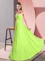 Empire Prom Dresses Yellow Green Sweetheart Chiffon Sleeveless Floor Length Lace Up