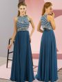 Lovely Teal Sleeveless Chiffon Side Zipper Party Dress for Toddlers for Prom and Party and Military Ball