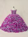Sweet Brush Train Ball Gowns Sweet 16 Quinceanera Dress Multi-color Off The Shoulder Organza Sleeveless Lace Up