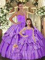Taffeta Sleeveless Floor Length Quince Ball Gowns and Ruffled Layers