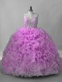 Perfect Sweetheart Sleeveless Fabric With Rolling Flowers Quinceanera Gown Beading Brush Train Lace Up
