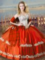 Top Selling Floor Length Ball Gowns Sleeveless Orange Red Sweet 16 Dresses Lace Up