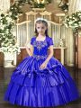 Best Sleeveless Lace Up Floor Length Beading and Ruffled Layers Pageant Gowns For Girls