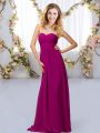 Beading Quinceanera Court of Honor Dress Fuchsia Criss Cross Sleeveless Floor Length