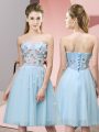 Free and Easy Light Blue Sweetheart Lace Up Appliques Dama Dress Sleeveless