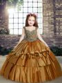 Sleeveless Lace Up Floor Length Beading Kids Pageant Dress