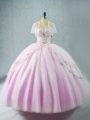 Attractive Lilac Lace Up Sweetheart Beading Quince Ball Gowns Tulle Sleeveless