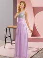 Best Lavender Sleeveless Chiffon Side Zipper Quinceanera Dama Dress for Wedding Party