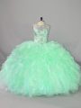 New Style Apple Green Scoop Neckline Beading and Ruffles 15 Quinceanera Dress Sleeveless Lace Up
