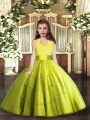 Cheap Yellow Green Tulle Lace Up Little Girls Pageant Dress Sleeveless Floor Length Beading