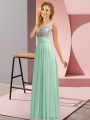 Apple Green Chiffon Side Zipper Dama Dress Sleeveless Floor Length Beading