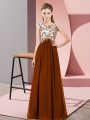 Lovely Brown Dama Dress Wedding Party with Beading and Appliques Scoop Sleeveless Zipper