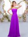 Delicate Chiffon Sweetheart Sleeveless Lace Up Hand Made Flower Bridesmaid Dresses in Purple
